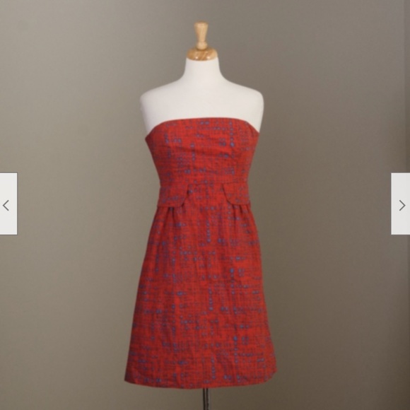 Anthropologie Tabitha  red strapless dress - Picture 2 of 6